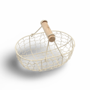 Panier à Oeuf en Fer Beige & Bois